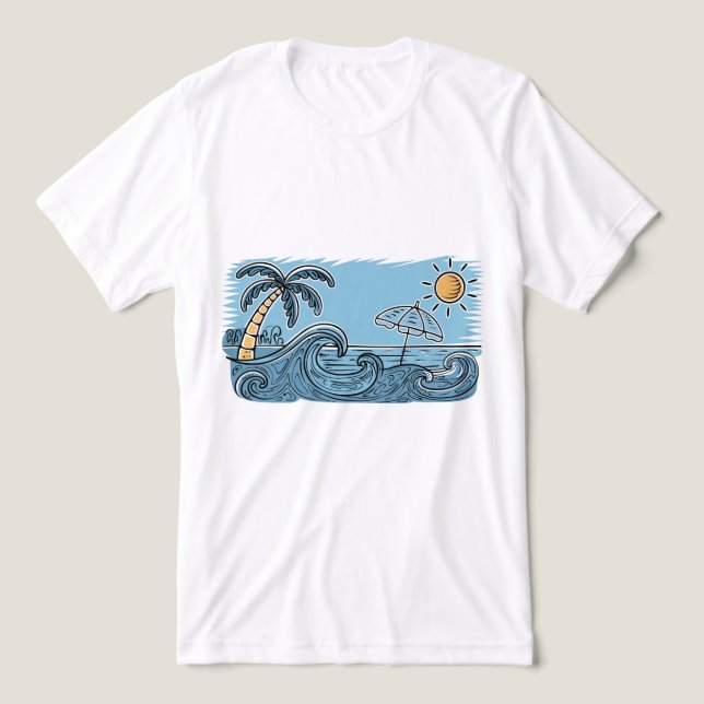 Ilustração de Praia com Vibrações de Verão (Design frontal)