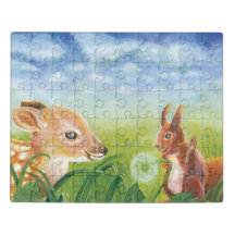 Ilustração de Primavera de Fawn e Esquilo