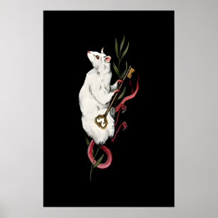 Ilustração de Rato Branco Gótico - Impressão Gicle
