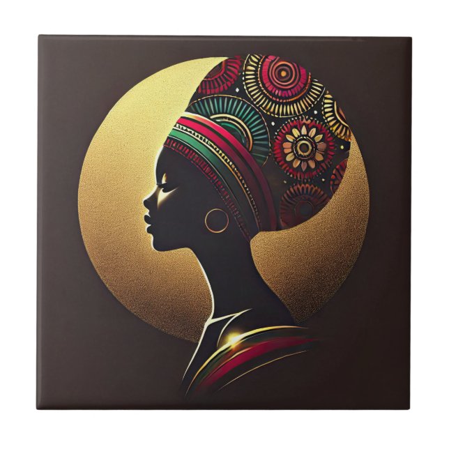 Ilustração de Retrato de Mulher Africana Elegante (Frente)