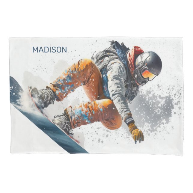Ilustração de Snowboarder de Nome Personalizado (Frente-Esquerda)