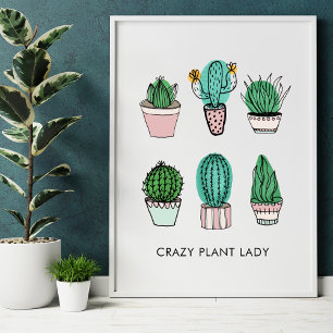 Ilustração de suculentas de cactos pôster personal