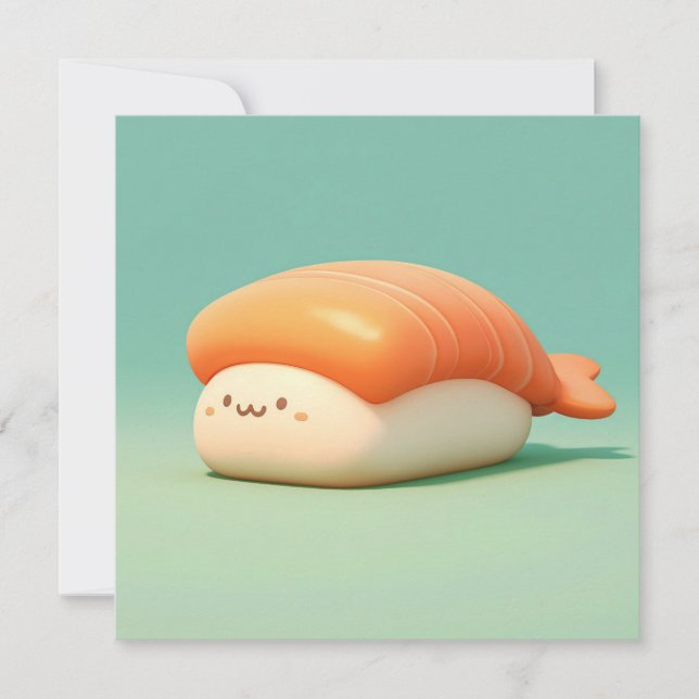 Ilustração de Sushi Nigiri de Camarão em Argila -  (Frente)