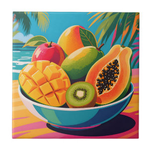 Ilustração de Tigela de Frutas Tropicais