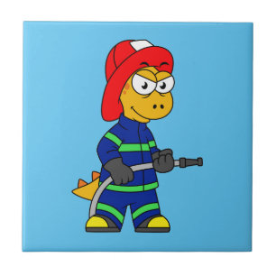 Ilustração De Um Bombeiro Tyrannosaurus Rex.