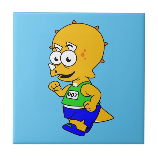 Ilustração De Um Corredor De Tricerátops. (Frente)