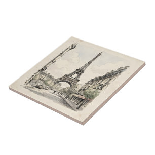 Ilustração de viagem antiga e vintage de Paris