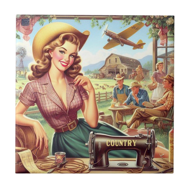 Ilustração de Vintage Country Girl (Frente)