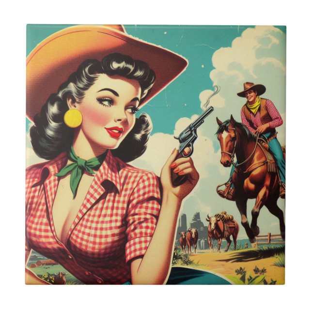 Ilustração de Vintage Pulp Cowgirl (Frente)