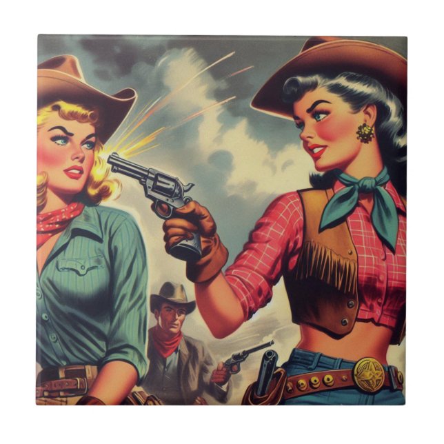 Ilustração de Vintage Pulp CowGirl (Frente)