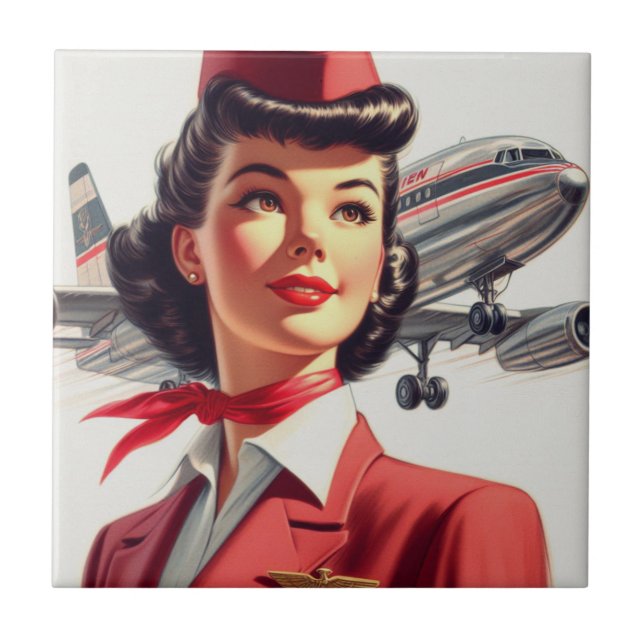Ilustração de Vintage Stewardess (Frente)