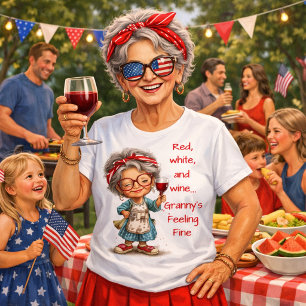 Ilustração de Vovó Patriota Bebendo Vinho