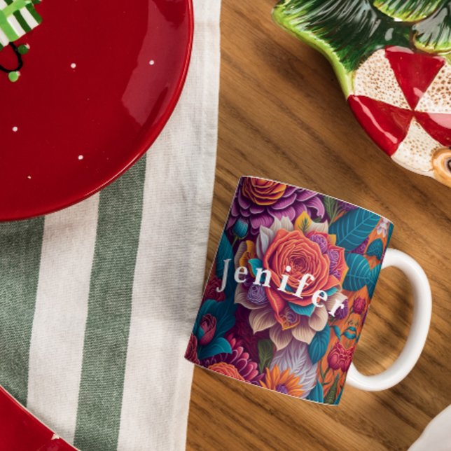 Ilustração detalhada das flores da caneca de café (Criador carregado)