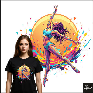Ilustração Dinâmica de Salto de Dançarina Neon Abs
