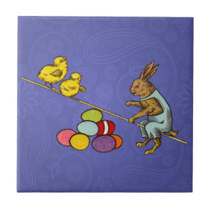 Ilustração do coelho de Páscoa chocando ovos