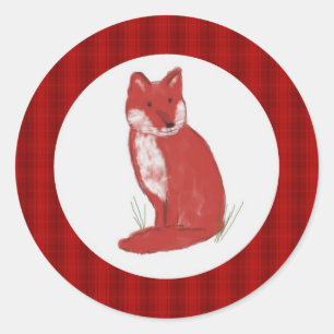 Ilustração do Fox vermelho com etiqueta do quadro