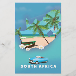 Ilustração do mapa da África do Sul, pôster de via
