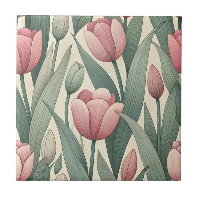 Ilustração do padrão do Jardim Tulip Pastel (Frente)