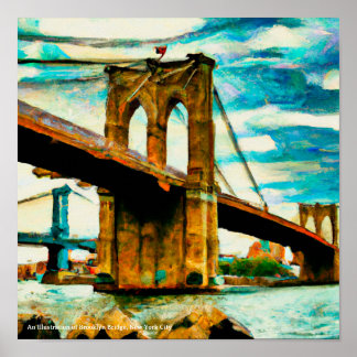 Ilustração do Poster da ponte Brooklyn NYC