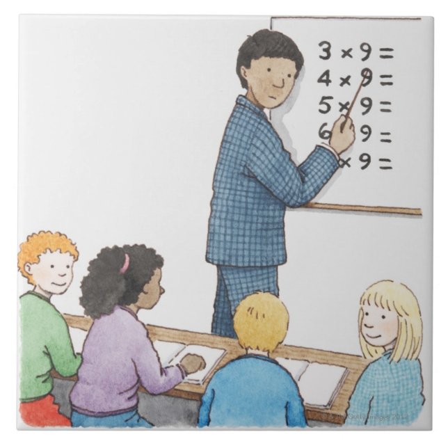 Ilustração do professor que aponta em simples (Frente)