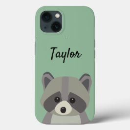 Ilustração do raccoon verde-bonito personalizada
