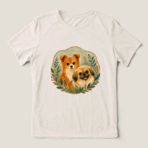 Ilustração em Aquarela de Cachorro Pomchi e Peking