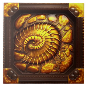 Ilustração em Espiral Inspirada em Fóssil de Âmbar