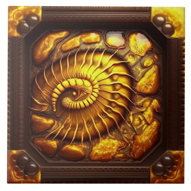 Ilustração em Espiral Inspirada em Fóssil de Âmbar (Frente)