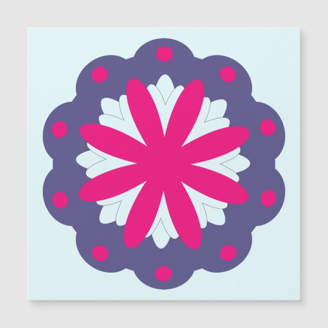 Ilustração em formas florais roxas e cor-de-rosa (Frente)