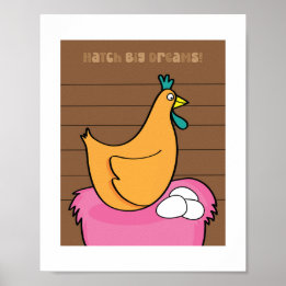 Ilustração em frango Crianças Fazenda Poster de Ar