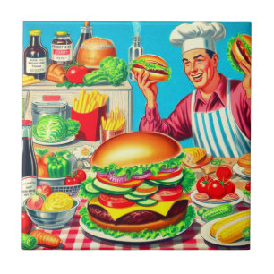 Ilustração em Quadrinhos Retro Hamburger