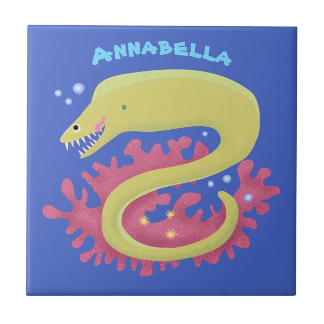 Ilustração engraçada de desenho animado de enguia  (Frente)