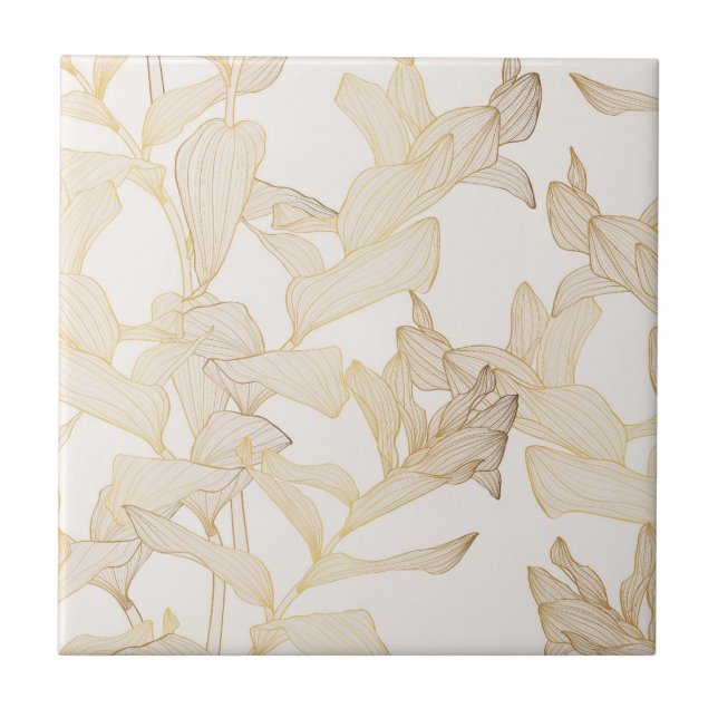 Ilustração exótica de linha de ouro tropical. (Frente)