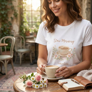 Ilustração Floral e Café em Aquarela Aconchegante