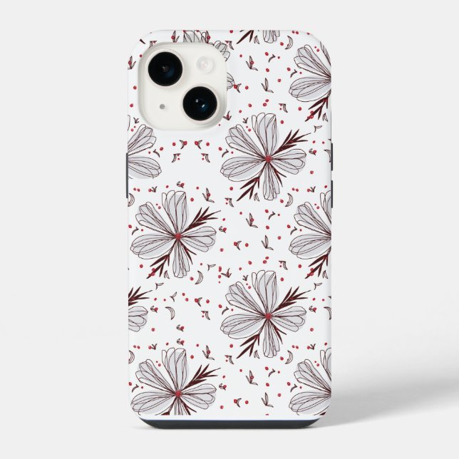 Ilustração Floral Simples para iPhone 14 Resistent (Verso)