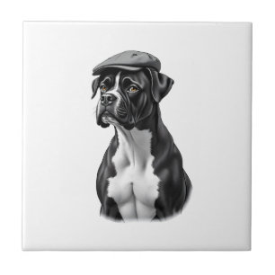 Ilustração Gráfica Monocromática de Boxer Antigo c