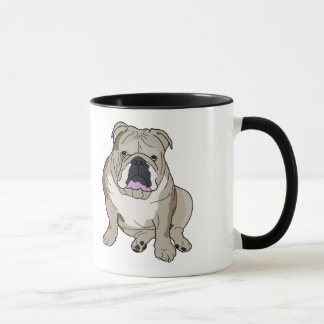 Ilustração inglesa do buldogue na caneca de café