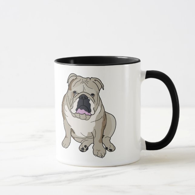 Ilustração inglesa do buldogue na caneca de café (Direita)