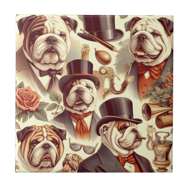 Ilustração Inglesa Vintage Bulldog Invisível (Frente)