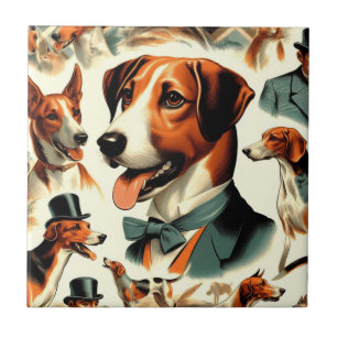 Ilustração Inglesa Vintage Foxhound
