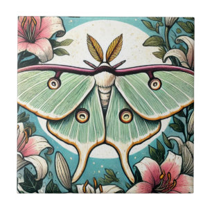 Ilustração Luna Moth lírios-mariposas