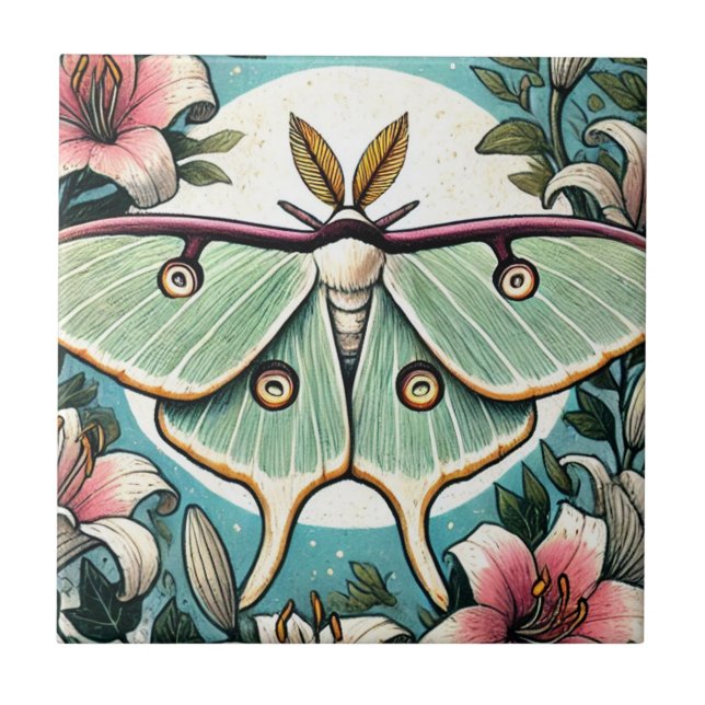 Ilustração Luna Moth lírios-mariposas (Frente)