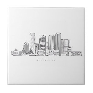 Ilustração Minimalista do Skyline da Cidade de Bos