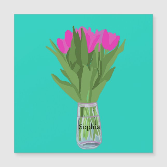 Ilustração Moderna da Flor de Tulip bonito + Nome (Frente)