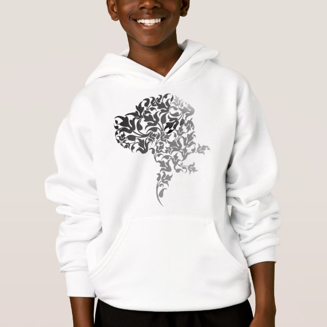 Ilustração moderna de flores preto prateado do Gra (Frente)