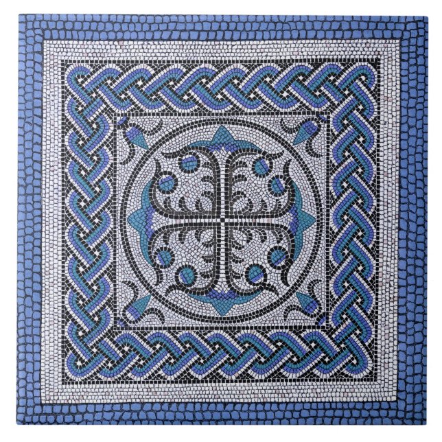 Ilustração mosaica romana antiga azul do Danúbio (Frente)