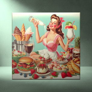 Ilustração Pin-Up da Comida Vintage
