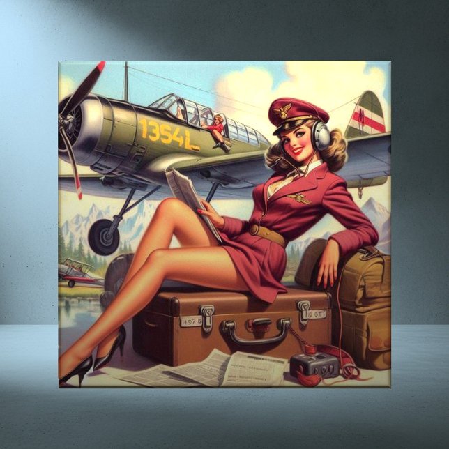 Ilustração Pin-Up do Avião Vintage (Criador carregado)