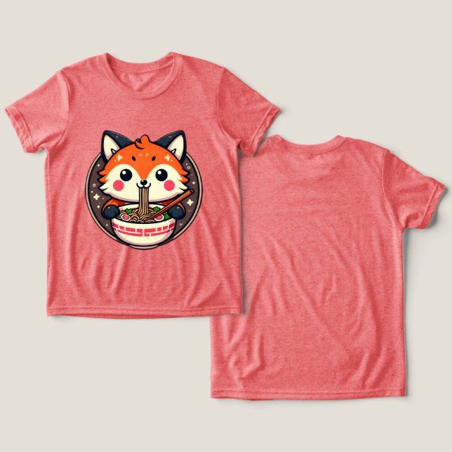 Ilustração Ramen Fox Cute para Design Merch (Design Frente e Verso)