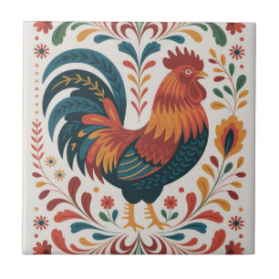 Ilustração Tradicional de Galo da Arte Folclórica